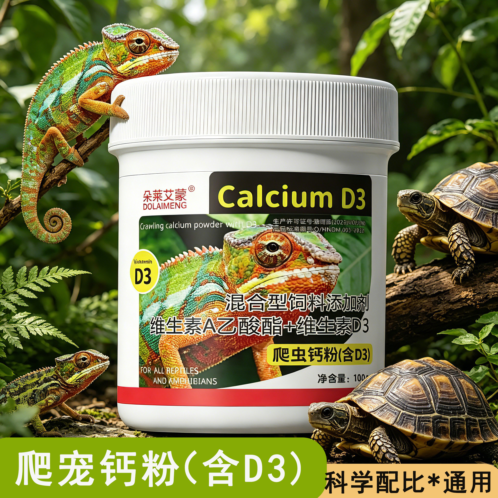 爬虫钙粉维生素D3综合营养粉饲料爬宠陆龟变色龙守宫鬃狮蜥蜴补钙