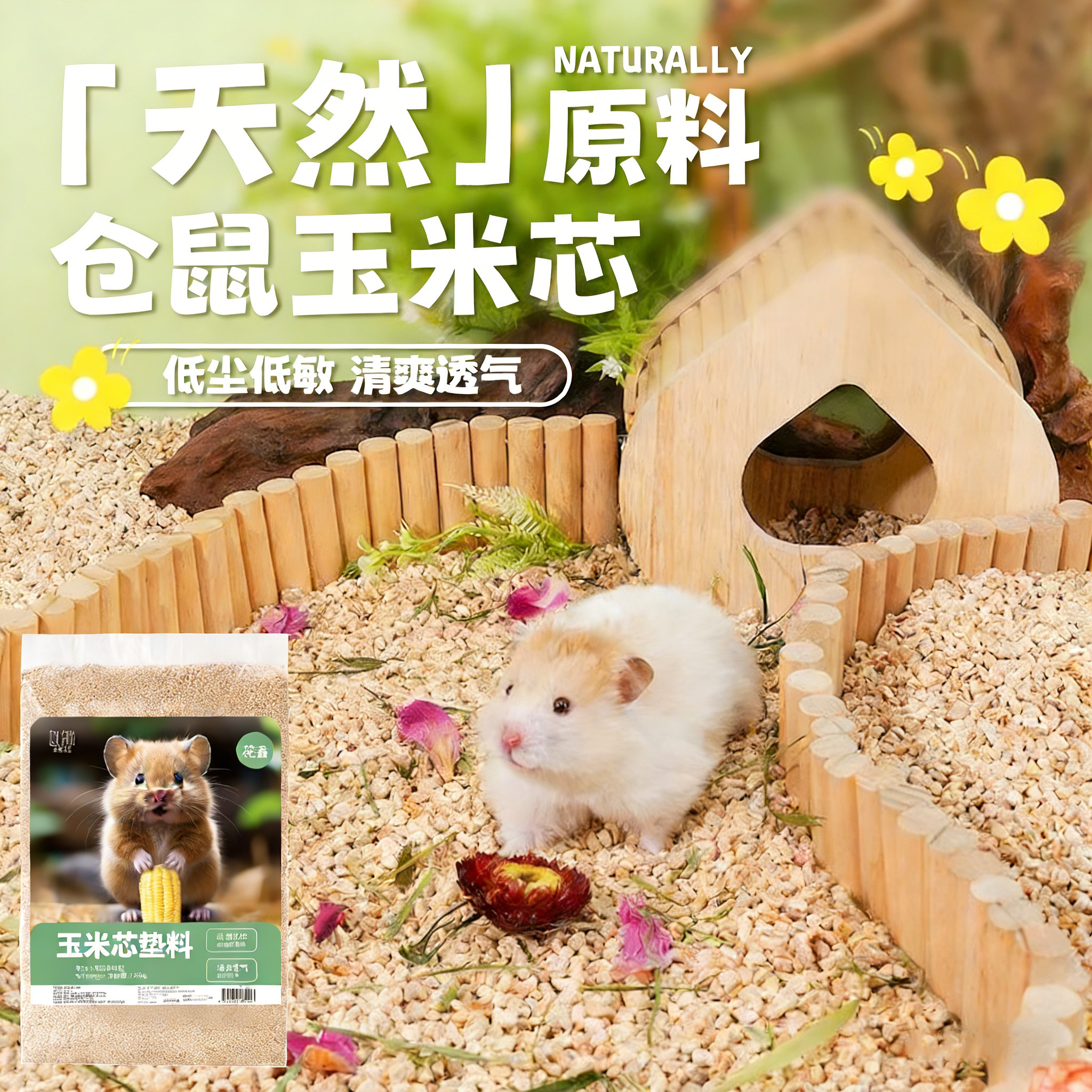 天然可食用无尘干爽仓鼠玉米垫料