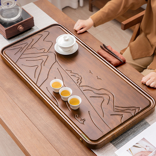 实心楠竹木干泡办公室盘沥水用茶具茶台茶台托 茶盘家用202h4新款