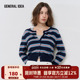 复古撞色条纹羊毛针织开衫 GENERAL 上衣女 BUMSUK秋季 美式 IDEA