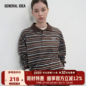 IDEA BUMSUK复古老钱刺绣条纹polo长袖 GENERAL T恤上衣情侣款