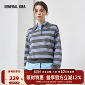 针织衫 GENERAL 女 BUMSUK2025美式 复古撞色条纹polo领长袖 IDEA