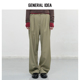 IDEA BUMSUK极简主义橄榄绿宽松绑绳直筒休闲西装 GENERAL 长裤