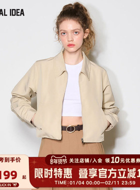 GENERAL IDEA BY BUMSUK挺括后收腰设计拉链夹克女短款正肩外套秋