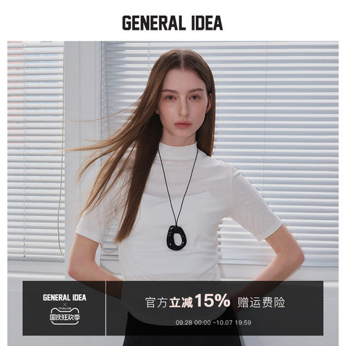 GENERAL IDEA BY BUMSUK 韩国正品 半高领短袖醋酸复古正肩T恤