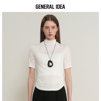 GENERAL IDEA初夏女士半高领修身短袖T恤/微喇时尚牛仔裤长裤子