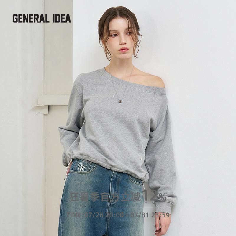 GENERAL IDEA BY BUMSUK 韩国正品 慵懒斜肩设计卫衣长袖宽松韩版