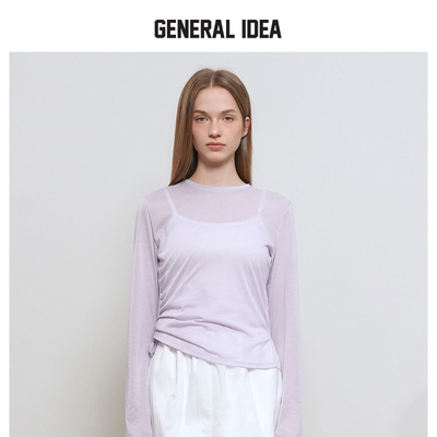 GENERAL IDEA BY BUMSUK褶皱细节肌理感透视垂坠内搭长袖T恤上衣