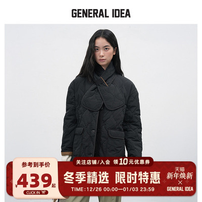 GENERAL IDEA BY BUMSUK绗缝围巾圆领拼色休闲夹棉外套女秋冬季