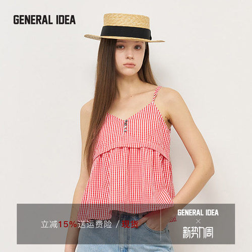 GENERAL IDEA BY BUMSUK 韩国正品 英伦早餐格纹吊带无袖上衣女士