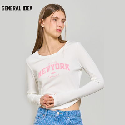 GENERAL IDEA BY BUMSUK秋款半月设计弹力薄款修身甜酷长袖T恤女