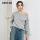 女秋季 宽松韩版 汤曼妮GENERAL IDEA慵懒斜肩收腰设计卫衣长袖
