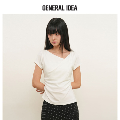 GENERAL IDEA BY BUMSUK 韩国正品 褶皱垂坠短袖T恤修身显瘦休闲