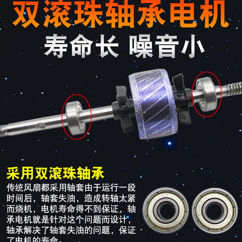 电风扇落地扇16寸滚珠轴承电机台扇壁扇纯铜线圈60W电机马达220V