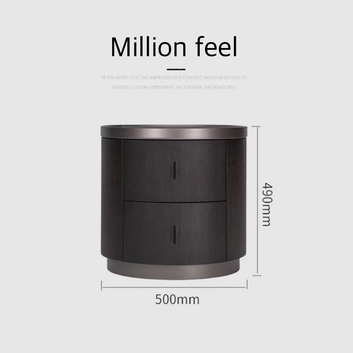 Million feel意式极简polfom烟熏实木圆形床头柜简约设计师床边柜