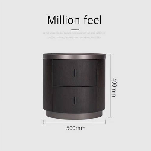 Million feel意式极简polfom烟熏实木圆形床头柜简约设计师床边柜