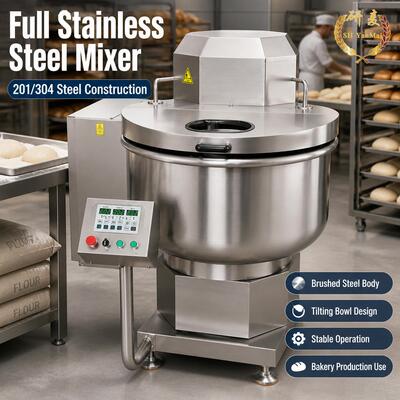 Tilting Spiral Dough Mixer Full SS304双动双速商用翻缸和面机