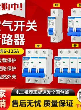 正品促销DZ47 63A空气开关断路器1P2P3P4P保护器小型家用空开100A