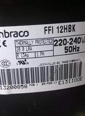 原装embraco恩布拉科FFI12HBK 冷柜冰箱展示柜R134a压缩机