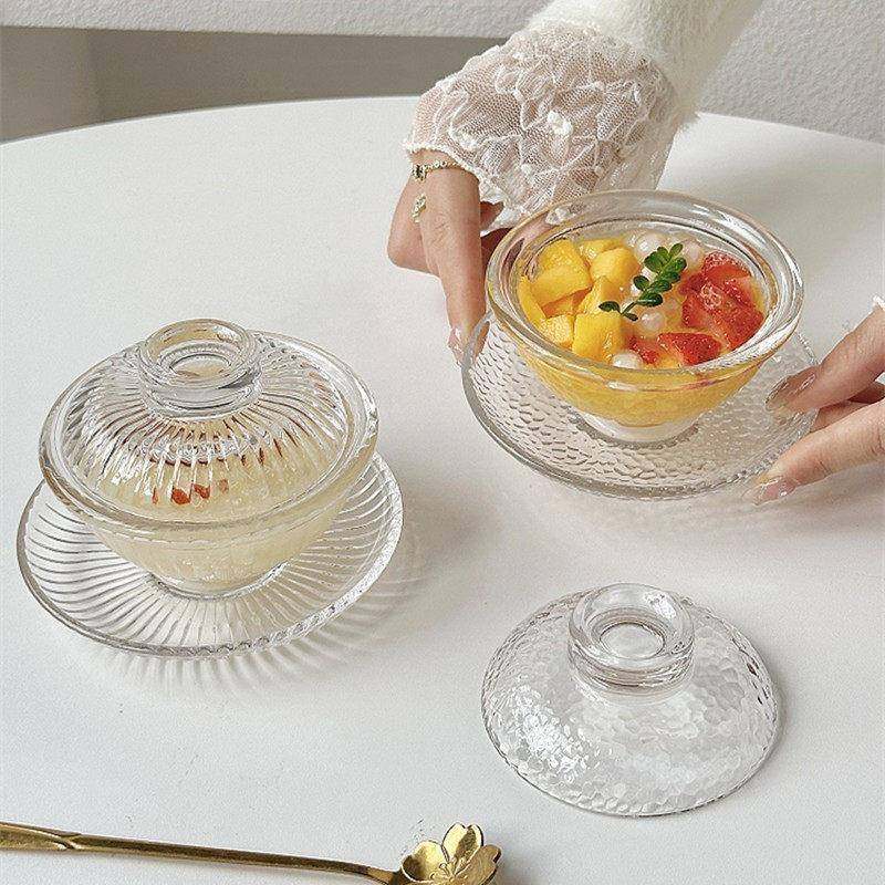 燕窝碗银耳小炖盅玻璃透明带盖甜品碗精致家用中式下午茶碗碟套装,餐饮具,碗,淘宝优惠券,粉丝福利购,淘宝优惠卷