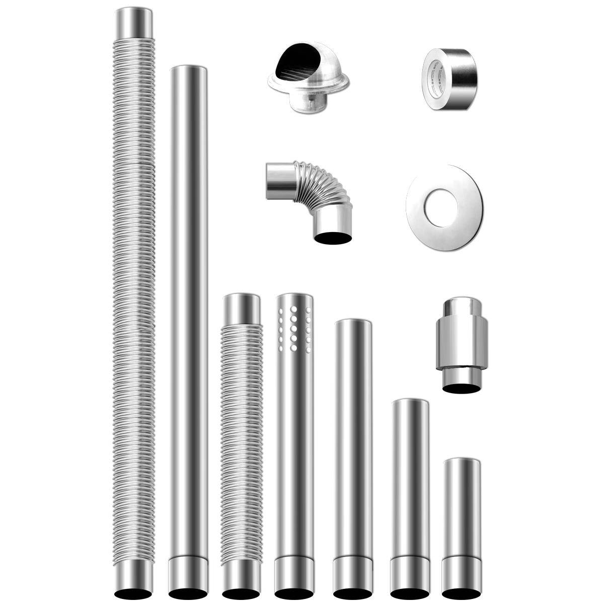 加厚直径6cm热水器排烟管配件60mm弯头止回阀不锈钢排烟管烟囱