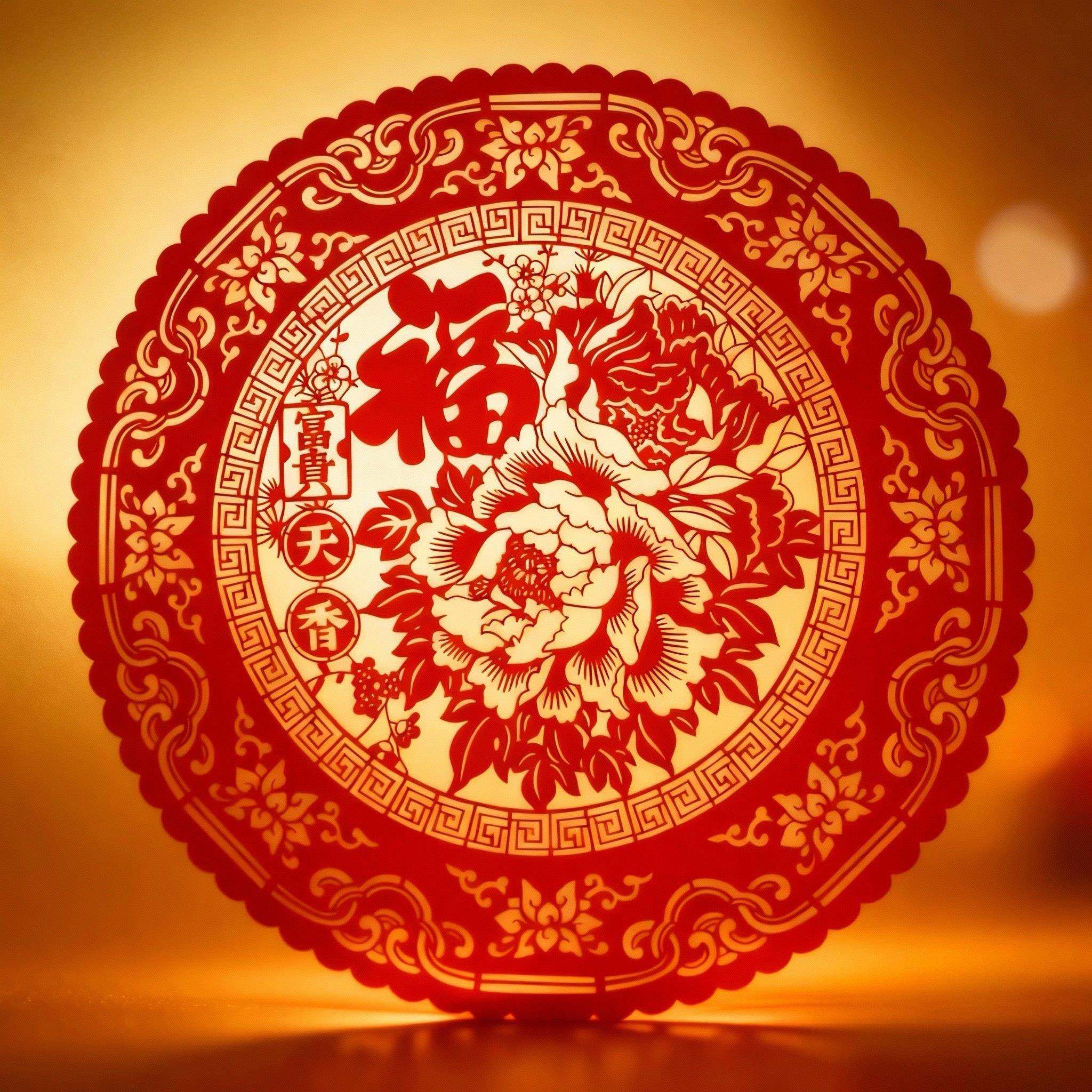 特大福字客厅电视背景装饰植绒布剪纸窗花特色墙贴画刻纸百福字