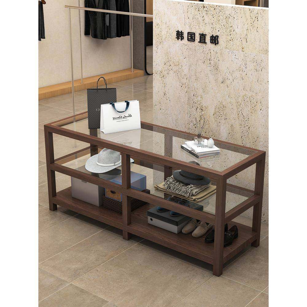 服装店中岛台展示柜鞋子女装店包包流水台陈列柜饰品玻璃展架摆台