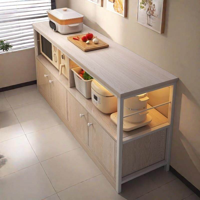 厨房置物架落地多层家用靠墙橱柜餐边柜微波炉柜子靠墙一体收纳架