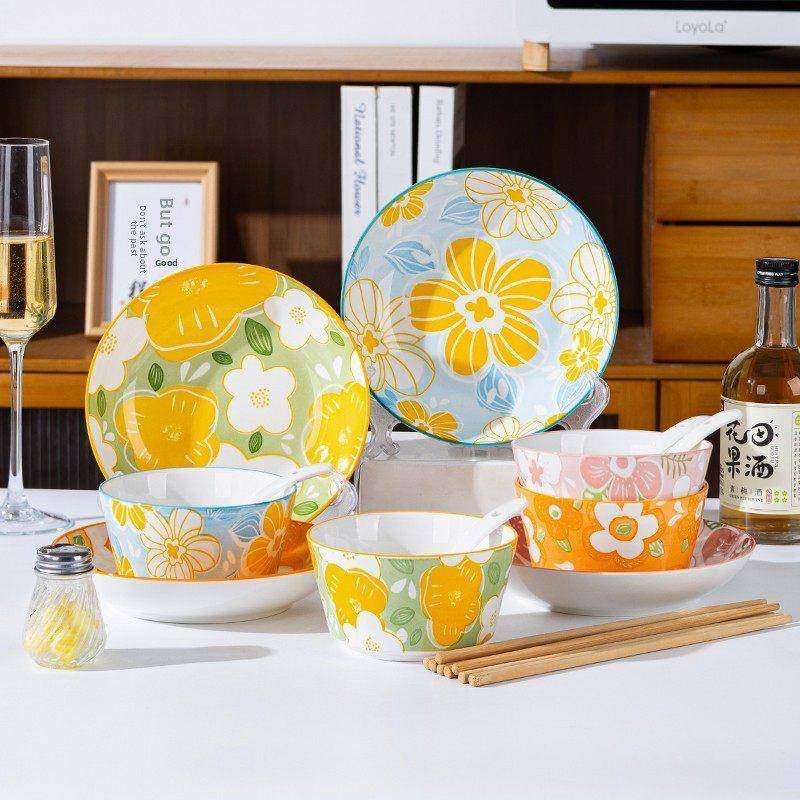 碗盘子餐具套装家用陶瓷新款吃饭碗菜盘子筷勺组合釉下彩家庭装,餐饮具,碗,淘宝优惠券,粉丝福利购,淘宝优惠卷