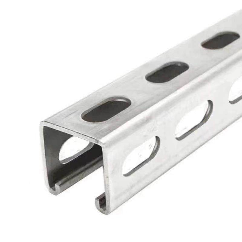 万能C型钢三面打孔镀锌支架多孔光伏导轨抗震支架U型钢槽钢