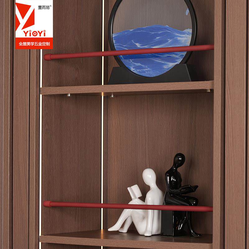 铝合金圆管栏杆木柜体围栏档杆支撑杆侧装挡边条装饰杆中式红护栏