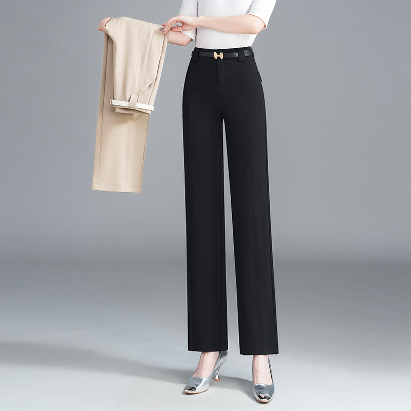 西装高腰阔腿裤休闲显瘦垂感直筒裤宽松休闲裤秋冬黑色时尚,女装/女士精品,休闲裤,淘宝优惠券,粉丝福利购,淘宝优惠卷
