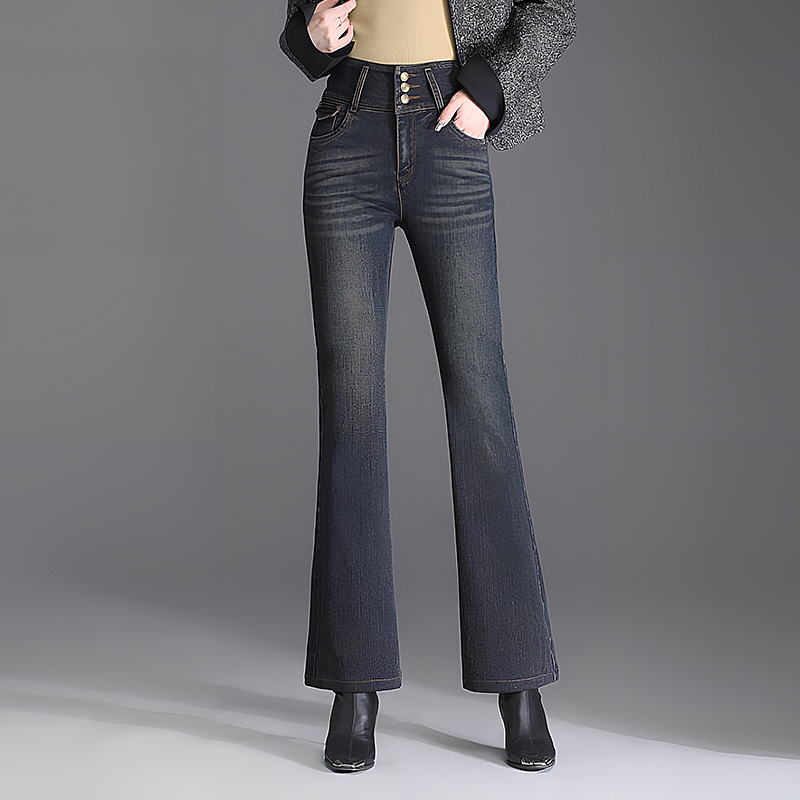 喇叭裤高腰女牛仔裤广州新塘女裤百搭裤子春秋微喇叭