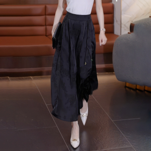 新中式 半身裙A字裙长裙 国风马面裙女士提花百褶裙女裙子春秋新款