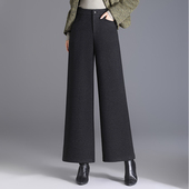 加厚羊毛呢阔腿裤 中年显瘦九分直筒呢子裤 女高腰2025新款 秋冬时尚