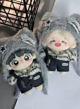 新品10cm棉花娃娃Y2K灰色机能风奶酷小猫10cm海星体娃娃又奶又酷