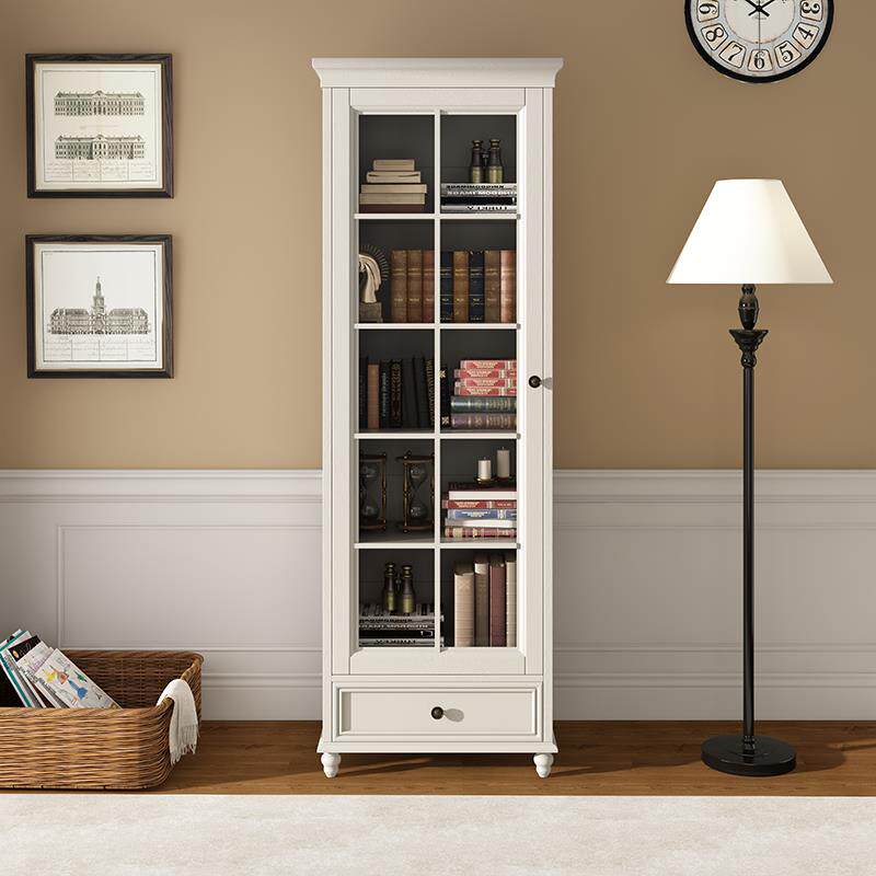 美式实木书柜两门高柜展示柜陈列柜单门小书柜立柜客厅组合视听柜