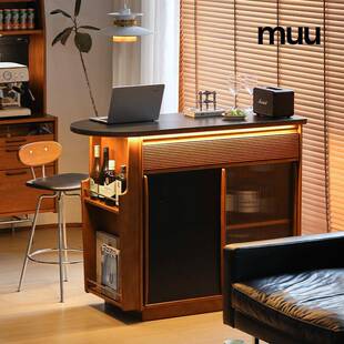 MUU实木岩板吧台柜客厅隔断柜斗柜阳台岛台玄关台收纳储物餐边柜