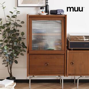 MUU实木小边柜北欧复古日式立柜客厅玄关储物收纳斗柜原木风家具