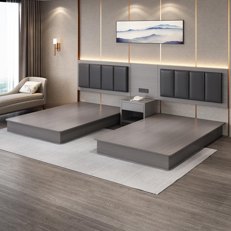 酒店宾馆家具家具标间全套床公寓民宿专用床旅馆双人床实木多层板