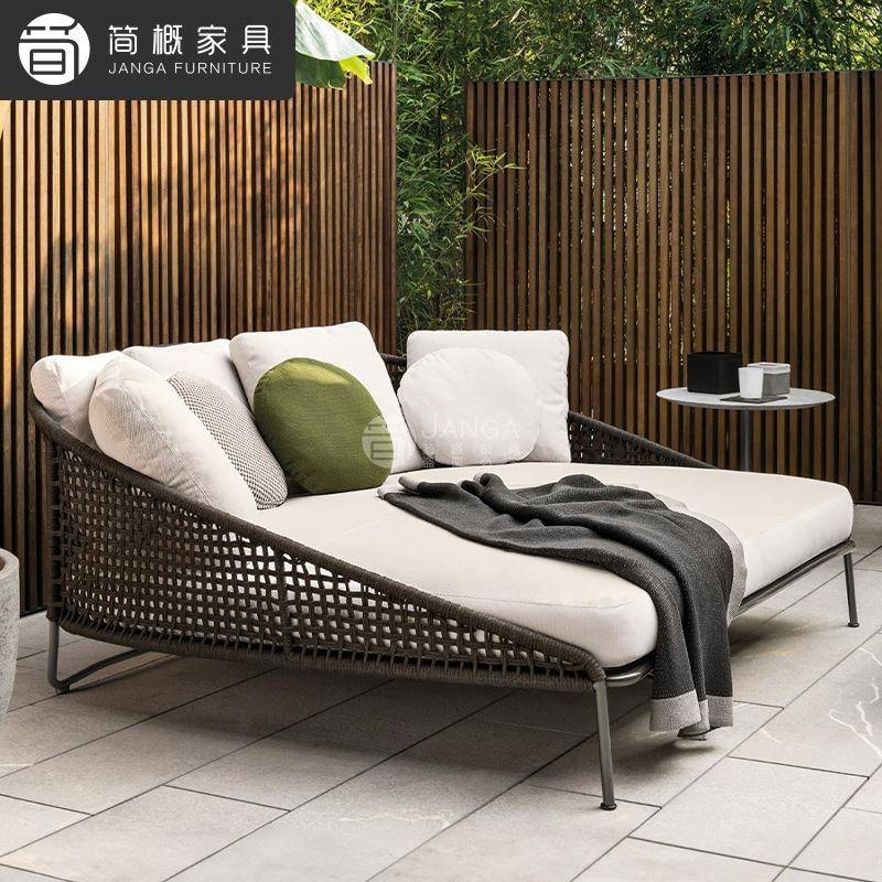 户外别墅庭院藤编沙发床露台泳池靠背沙发躺椅露天防雨防晒家具