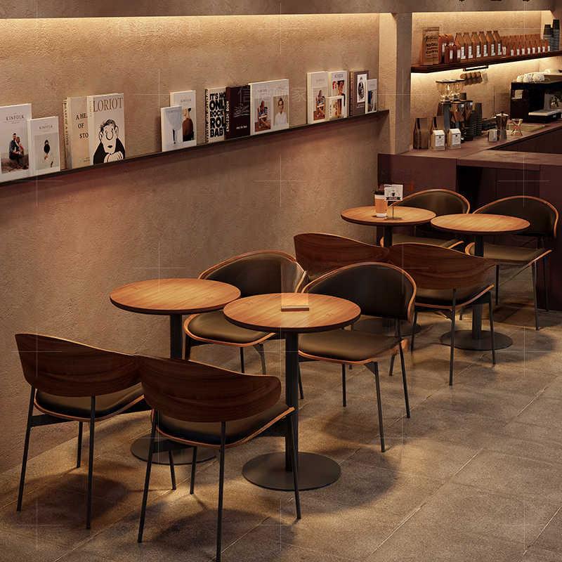 休闲清吧酒吧餐桌椅复古咖啡厅卡座沙发西餐厅音乐餐吧实木桌椅