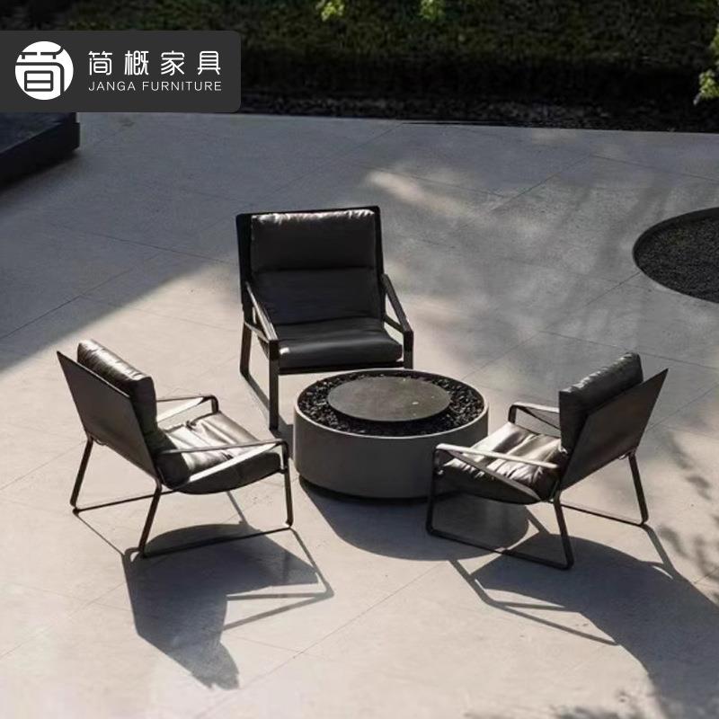 休闲别墅沙发躺椅庭院酒店民宿家具轻奢阳台懒人躺椅金属沙发组合