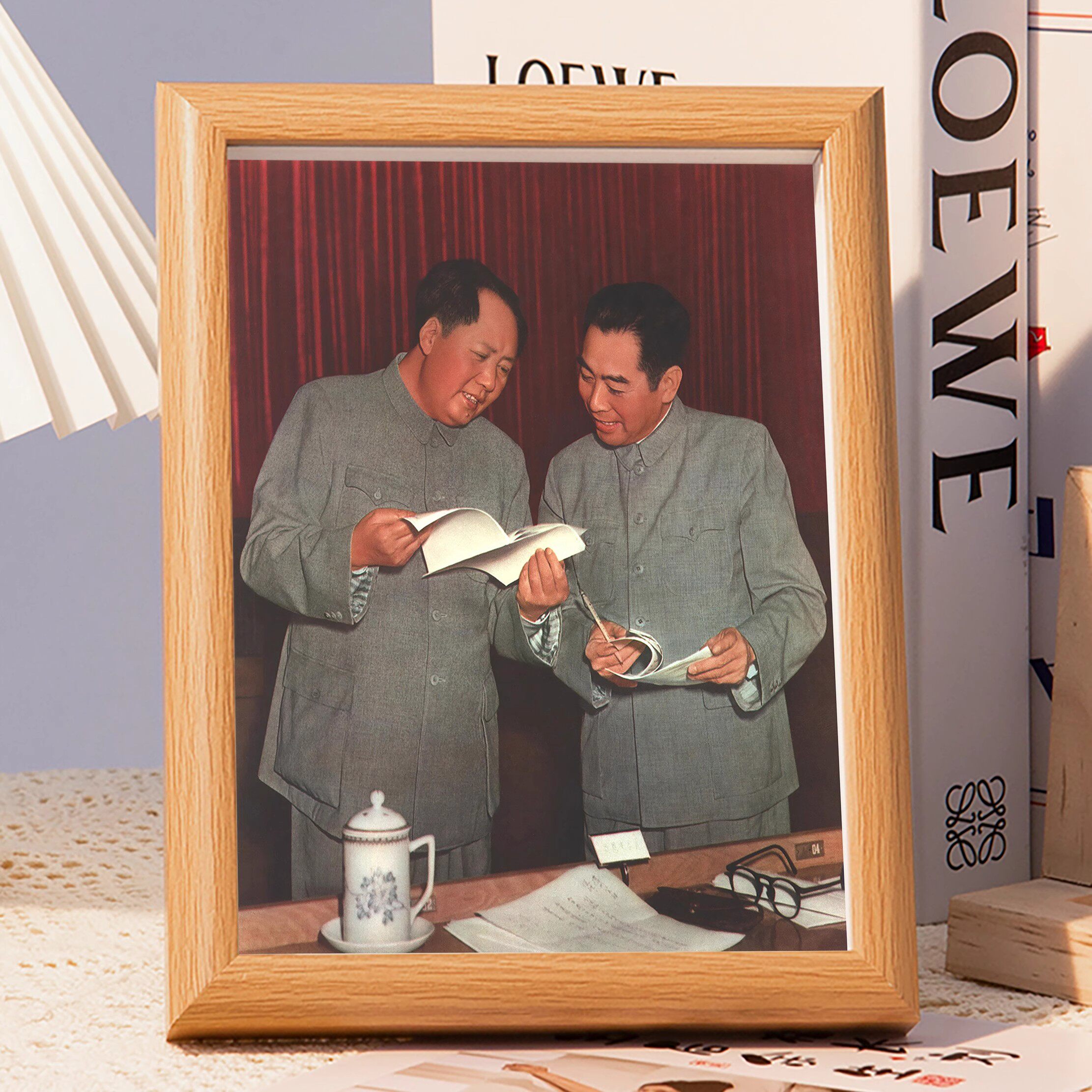 毛主席画像相框摆台办公室装饰画