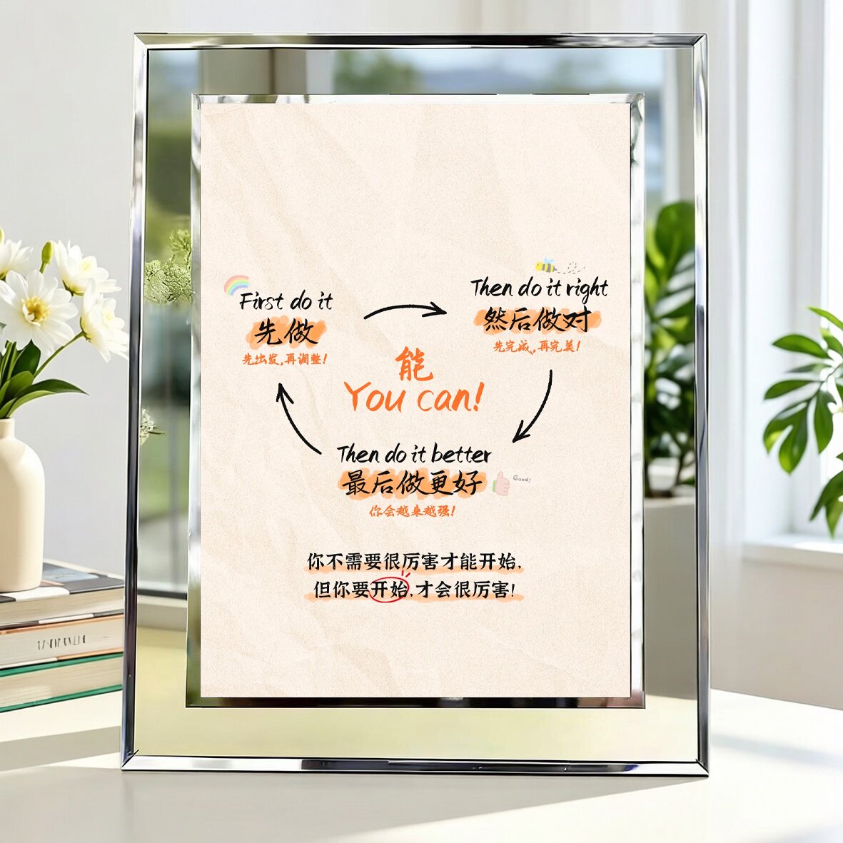先完成再完美励志水晶玻璃相框