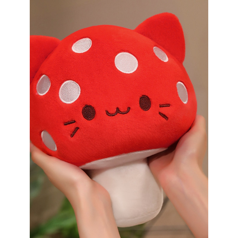 可爱猫咪蘑菇毛绒玩偶呆萌