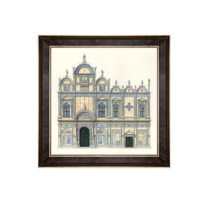 美式复古客厅沙发背景墙装饰画酒店别墅壁画欧式建筑餐厅玄关挂画图片