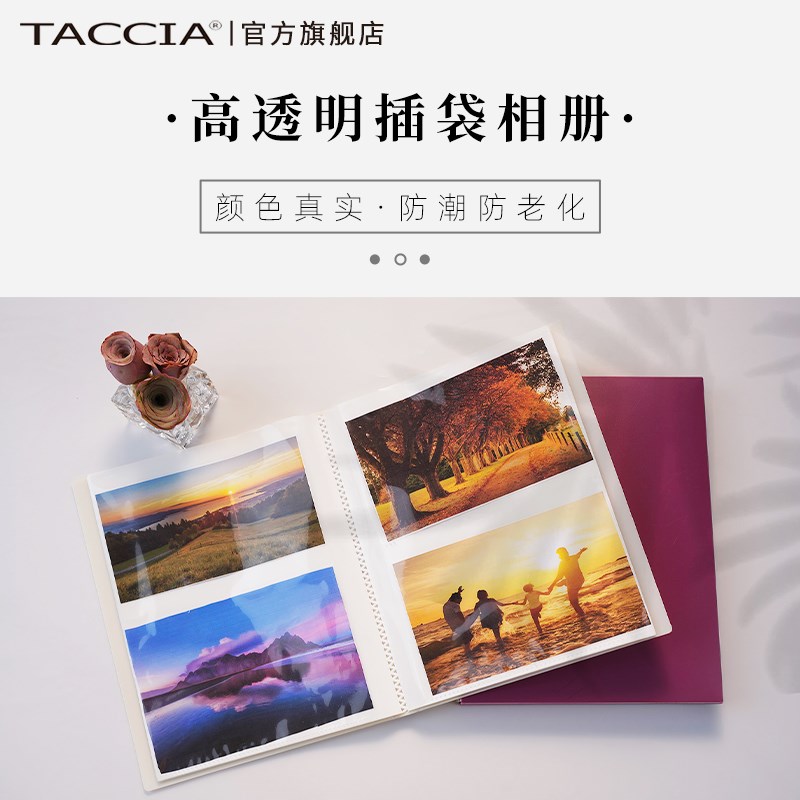 TACCIA仲林 高透明插袋相册纯色拍立得照片册商务家庭相簿6寸7寸