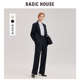 BasicHouse百家好藏青通勤职业套装 两件套 女士管理层工作西服西裤