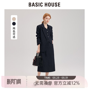 女条纹正装 Basic 套装 百家好藏青色西装 职业通勤OL西服外套 House